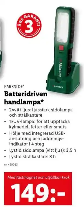 Lidl PARKSIDE Batteridriven handlampa erbjuda