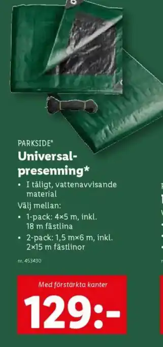 Lidl PARKSIDE Universal- presenning erbjuda