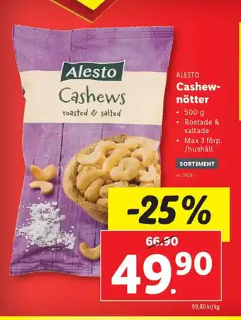 Lidl ALESTO Cashew- nötter erbjuda