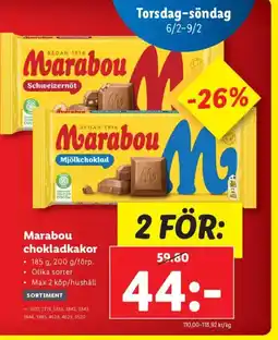 Lidl Marabou chokladkakor erbjuda