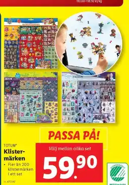 Lidl TOTUM Klister- märken erbjuda