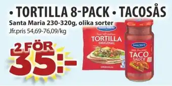 Matvärlden Tensta SANTA MARIA Tortilla 8 pack tacosås erbjuda