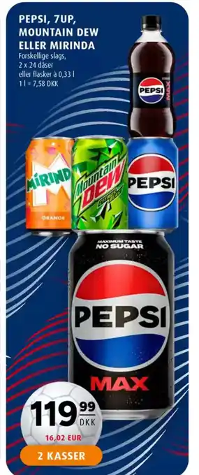 Scandinavian Park Pepsi, 7up, mountain dew eller mirinda forskellige slags, erbjuda