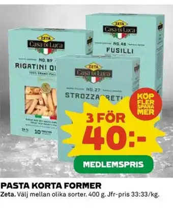 Coop Pasta korta former erbjuda