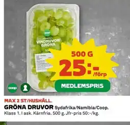 Coop Max 2 st/hushåll. gröna druvor erbjuda