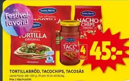 ICA Kvantum Tortillabröd, tacochips, tacosås erbjuda