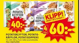 ICA Kvantum Potatisklyftor, potatis- räfflor, potatisdippers erbjuda