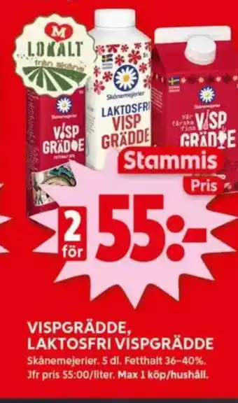 ICA Kvantum Vispgrädde, laktosfri vispgrädde erbjuda