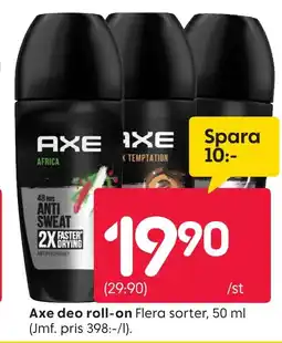 Rusta Axe deo roll-on Flera sorter erbjuda