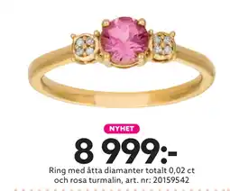 Albrekts Guld Ring med åtta diamanter totalt 0,02 ct och rosa turmalin erbjuda