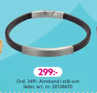 Albrekts Guld Armband i stål och läder erbjuda