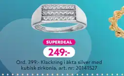 Albrekts Guld Klackring i äkta silver med kubisk zirkonia erbjuda