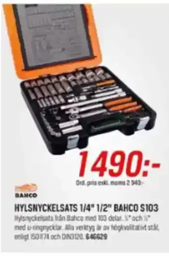 Tools Hylsnyckelsats 1/4" 1/2" BAHCO S103 erbjuda