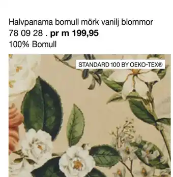 Selfmade Halvpanama bomull mörk vanilj blommor 78 09 28 erbjuda