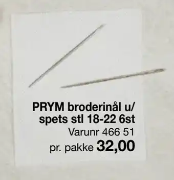 Selfmade PRYM broderinål u/ spets stl 18-22 6st erbjuda