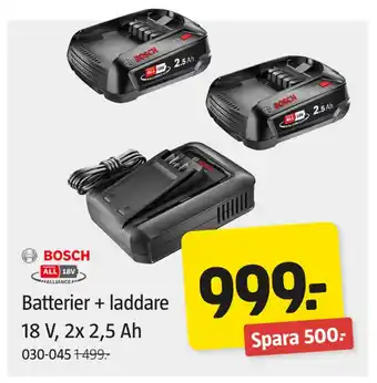 Jula Batterier + laddare 18 V, 2x 2,5 Ah erbjuda