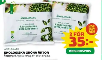 Coop EKOLOGISKA GRÖNA ÄRTOR erbjuda