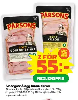 Stora Coop Smörgåspålägg tunna skivor erbjuda