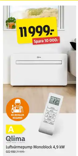 Jula Luftvärmepump Monoblock 4,9 kW erbjuda