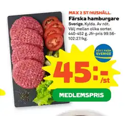 Stora Coop Färska hamburgare erbjuda