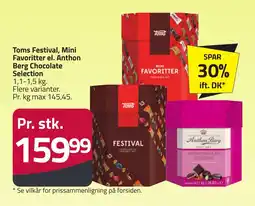 Fleggaard Toms festival, mini favoritter el. anthon berg chocolate selection erbjuda