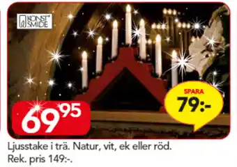 Bo Ohlsson Ljusstake i trä. Natur, vit, ek eller röd erbjuda