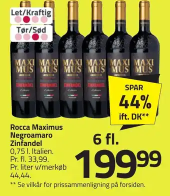 Fleggaard Rocca Maximus Negroamaro Zinfandel erbjuda