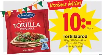 Matöppet Tortillabröd erbjuda