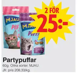 Matöppet Partypuffar erbjuda