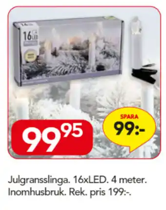 Julgransslinga 16xLED 4 meter Inomhusbruk