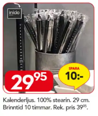 Inicio Kalenderljus 100% stearin 29 cm Brinntad 10 timmar