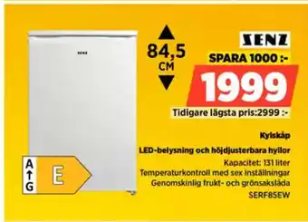 Power Kylskåp LED-belysning och höjdjusterbara hyllor erbjuda