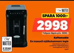 Power Kaffemaskin En manuell mjölkskummare ingår erbjuda