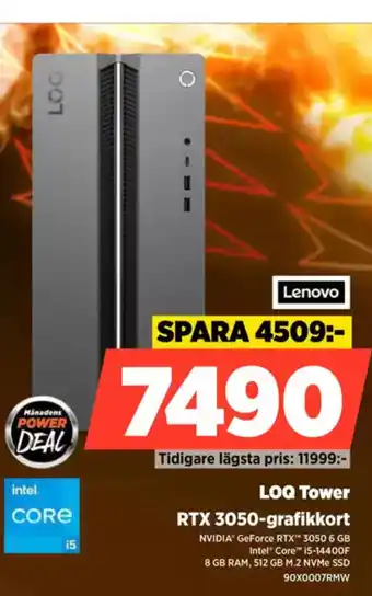 Power LOQ Tower RTX 3050-grafikkort erbjuda