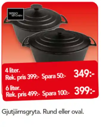 Bo Ohlsson Gjutjärnsgryta Rund eller oval 4 liter erbjuda