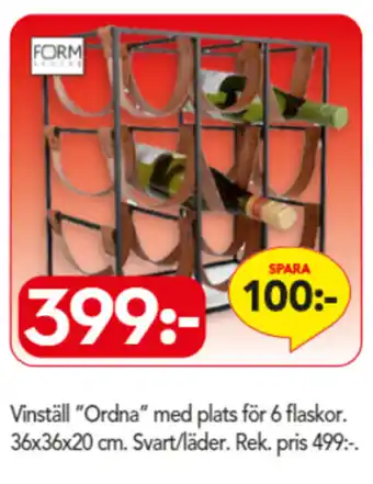 Bo Ohlsson Form Living Vinställ "Ordna" med plats för 6 flaskor 36x36x20 cm erbjuda