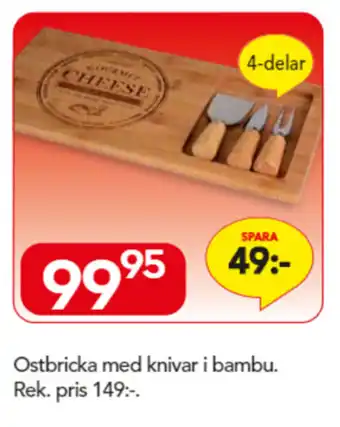 Bo Ohlsson Ostbricka med knivar i bambu 4-delar erbjuda