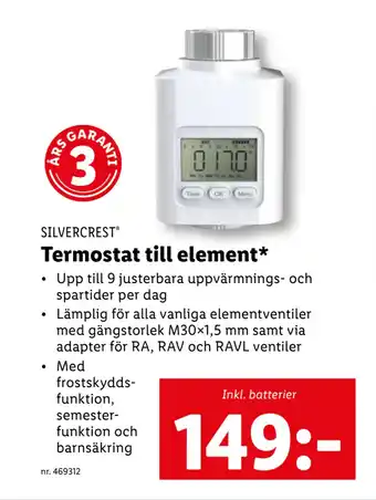 Lidl Termostat till element erbjuda