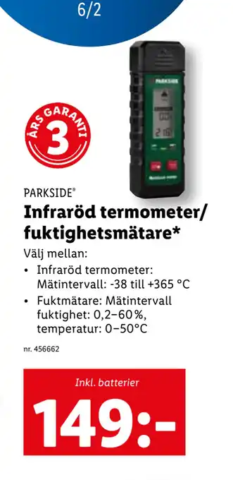 Lidl Infraröd termometer/ fuktighetsmätare erbjuda