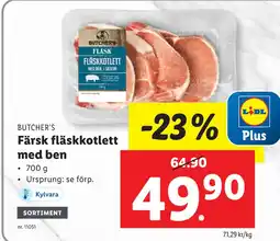 Lidl Färsk fläskkotlett med ben erbjuda