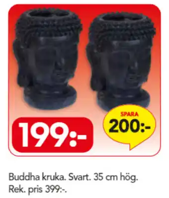 Buddha kruka svart 35 cm hög