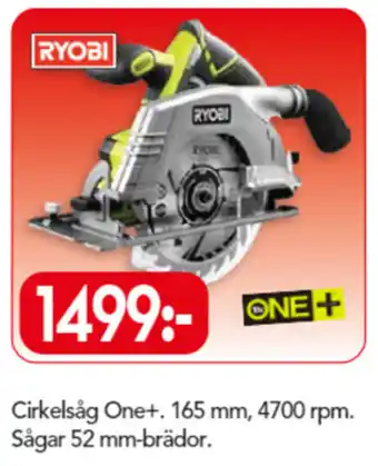 Bo Ohlsson Ryobi Cirkelsåg One+ 165mm, 4700 rpm. Sågar 52 mm-brädor erbjuda