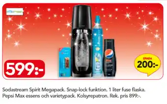 Sodastream Spirit Megapack. Snap-lock funktion 1 liter fuse flaska