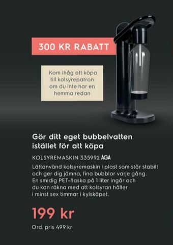 Electrolux Home AGA Kolsyremaskin erbjuda