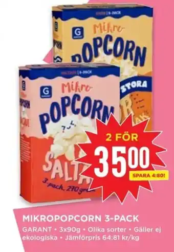 Willys Mikropopcorn 3-pack erbjuda