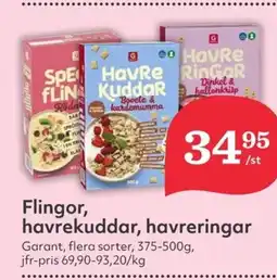 Hemköp Flingor, havrekuddar, havreringar erbjuda