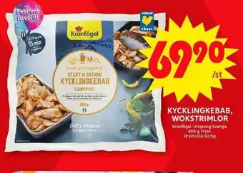 ICA Maxi Kycklingkebab, wokstrimlor erbjuda