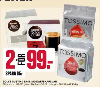 ÖoB DOLCE GUSTO & TASSIMO KAFFEKAPSLAR erbjuda