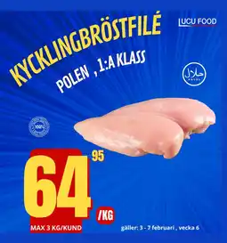 Lucu Food KYCKLINGBRÖSTFILÉ erbjuda