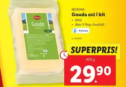 Lidl MILBONA Gouda ost i bit erbjuda